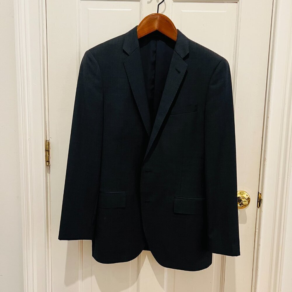 Mens 40 R J CREW Ludlow X Tollegno 1900 Solid Charcoal Grey Wool Suit Jacket - Picture 13 of 16